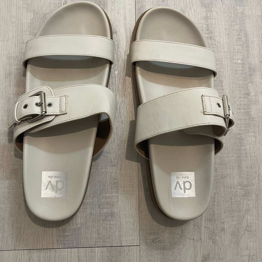 DV by Dolce Vita Off-White Slide Sandals